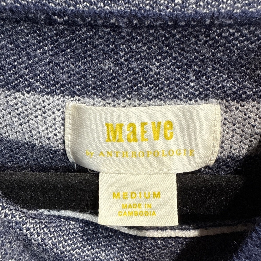 Anthropologie Maeve Women's Sweater M Striped Knit Pullover Navy White Soft Cozy - Picture 5 of 10